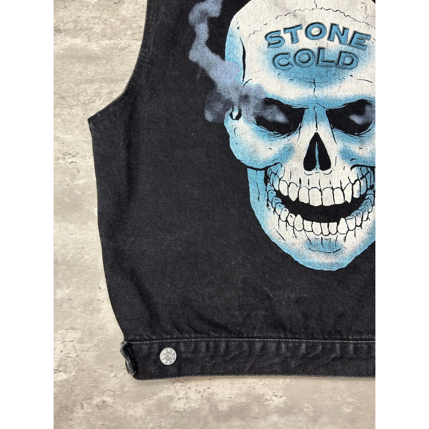 Vintage 90s WWF Stone Cold Steve Austin Sleeveless Denim Jacket Size Medium