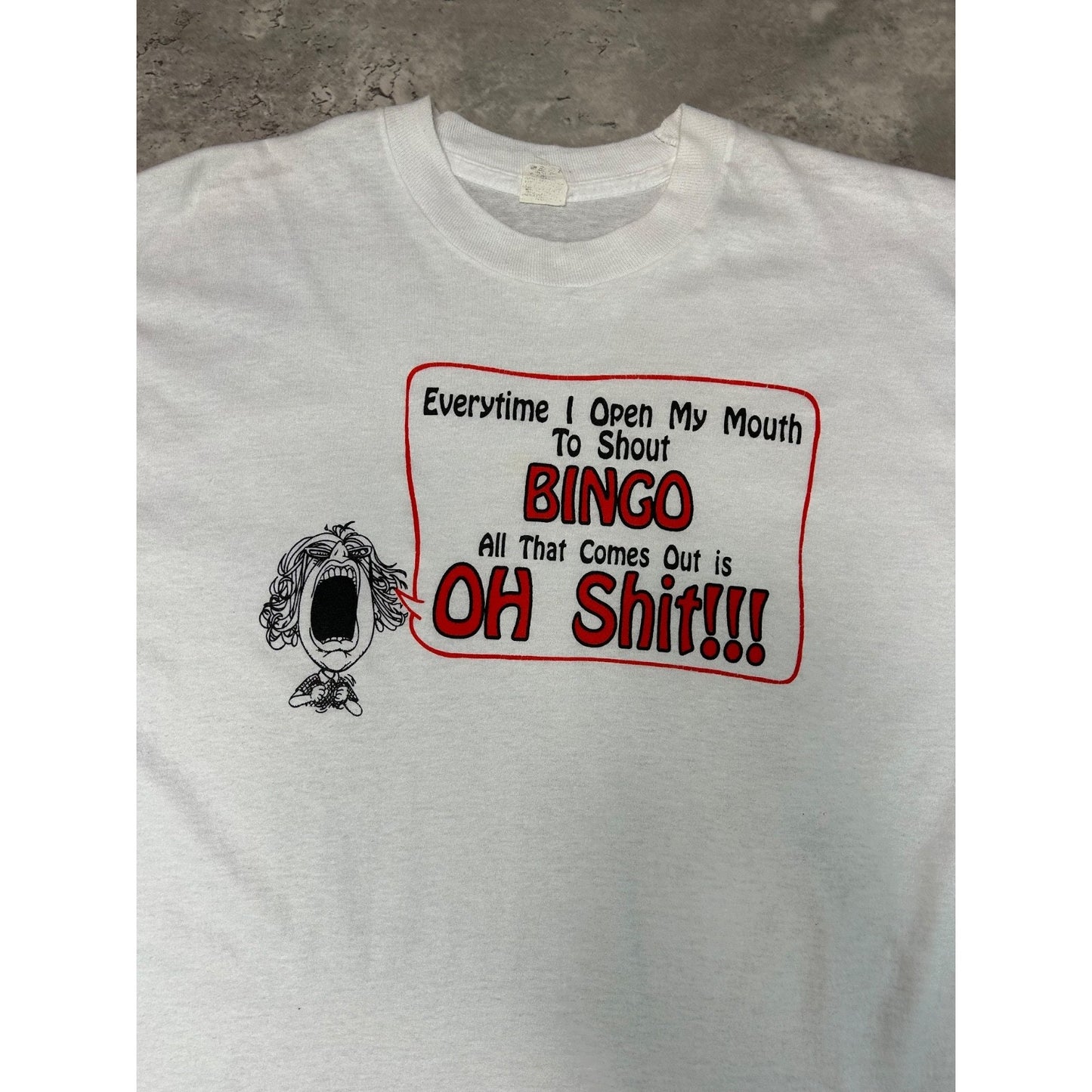 Vintage 90s Everytime I Yell Bingo Comedy Slogan Graphic Cropped T-Shirt Size XL