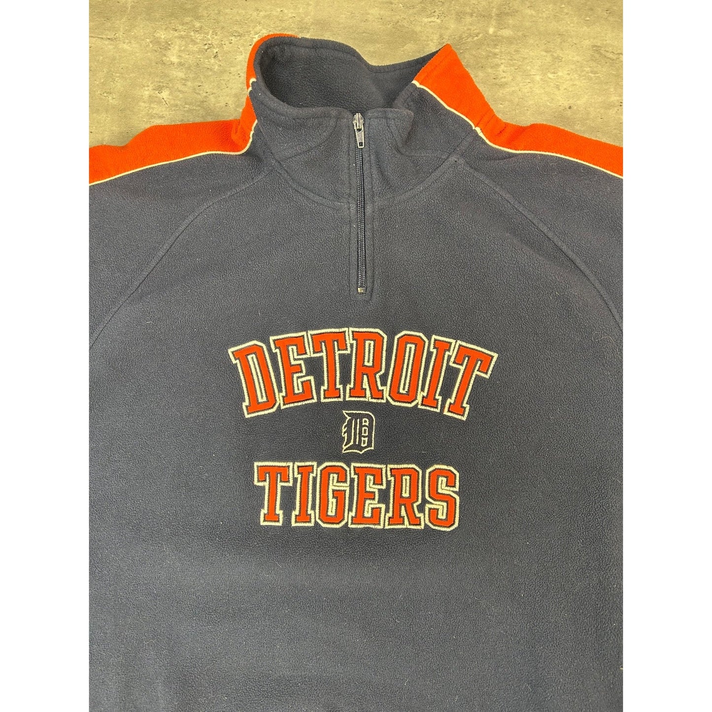 Vintage Detroit Tigers MLB Embroidered 1/4 Zip Fleece Sweatshirt Size XL