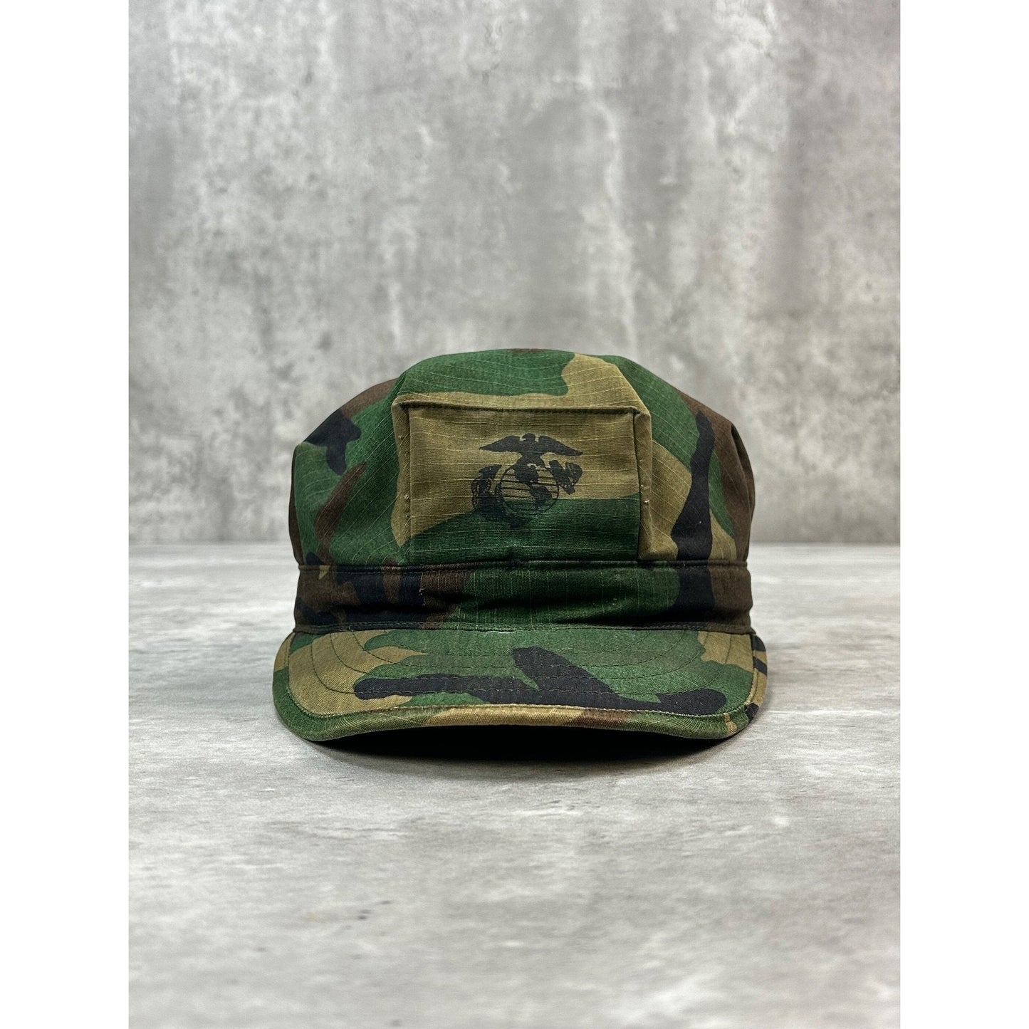 Vintage US Military USMC Graphic Woodland Camo Army Hat
