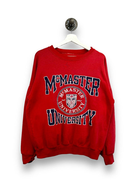 Vintage 90s University Of McMaster Collegiate Crest Graphic Sweatshirt Size XL