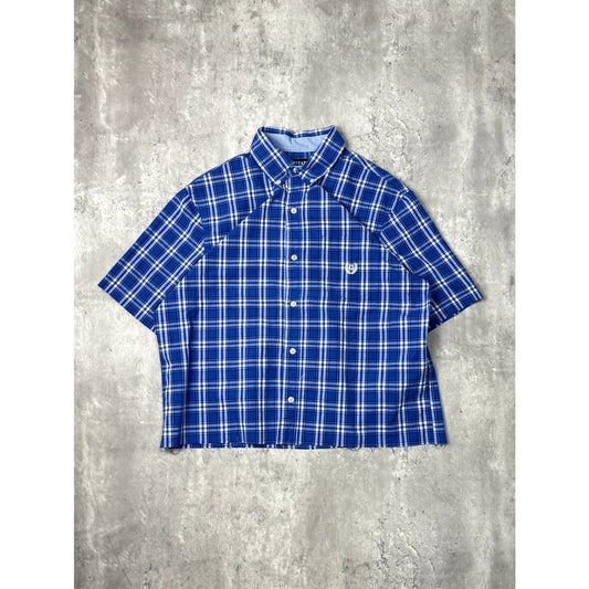 Vintage Chaps Ralph Lauren Plaid Reworked Cropped Button Up Shirt Size Medium