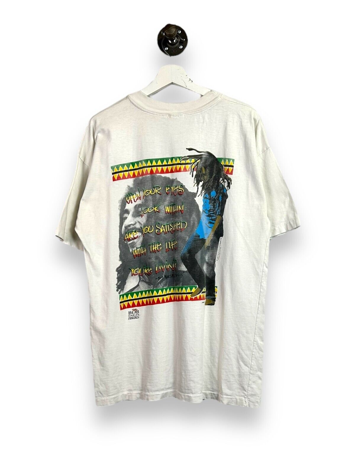 Vintage 1996 Bob Marley Reggae Music Promo Graphic T-Shirt Size XL White