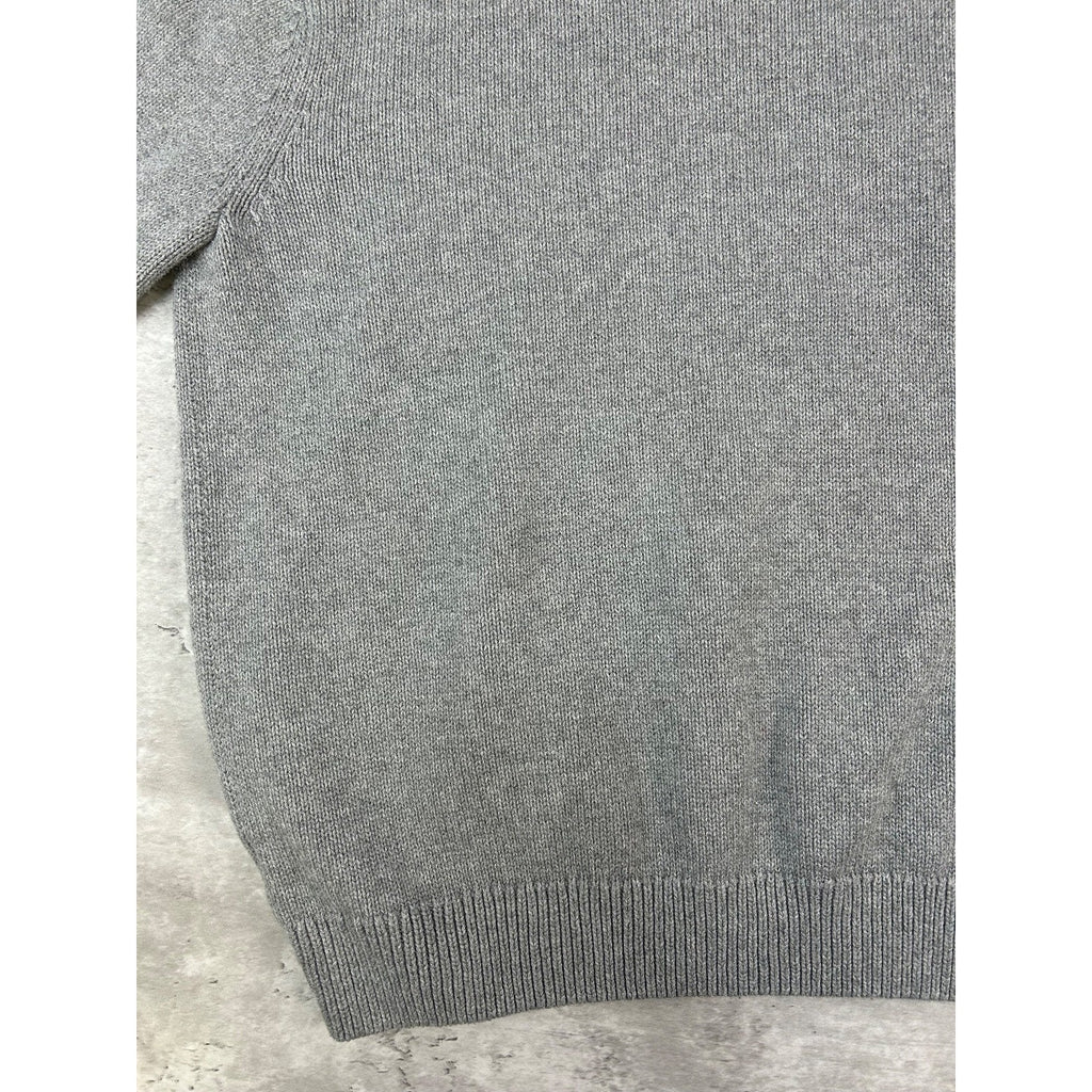 Vintage Chaps Embroidered Crest Pullover Ribbed Knit Sweater Size XL Gray