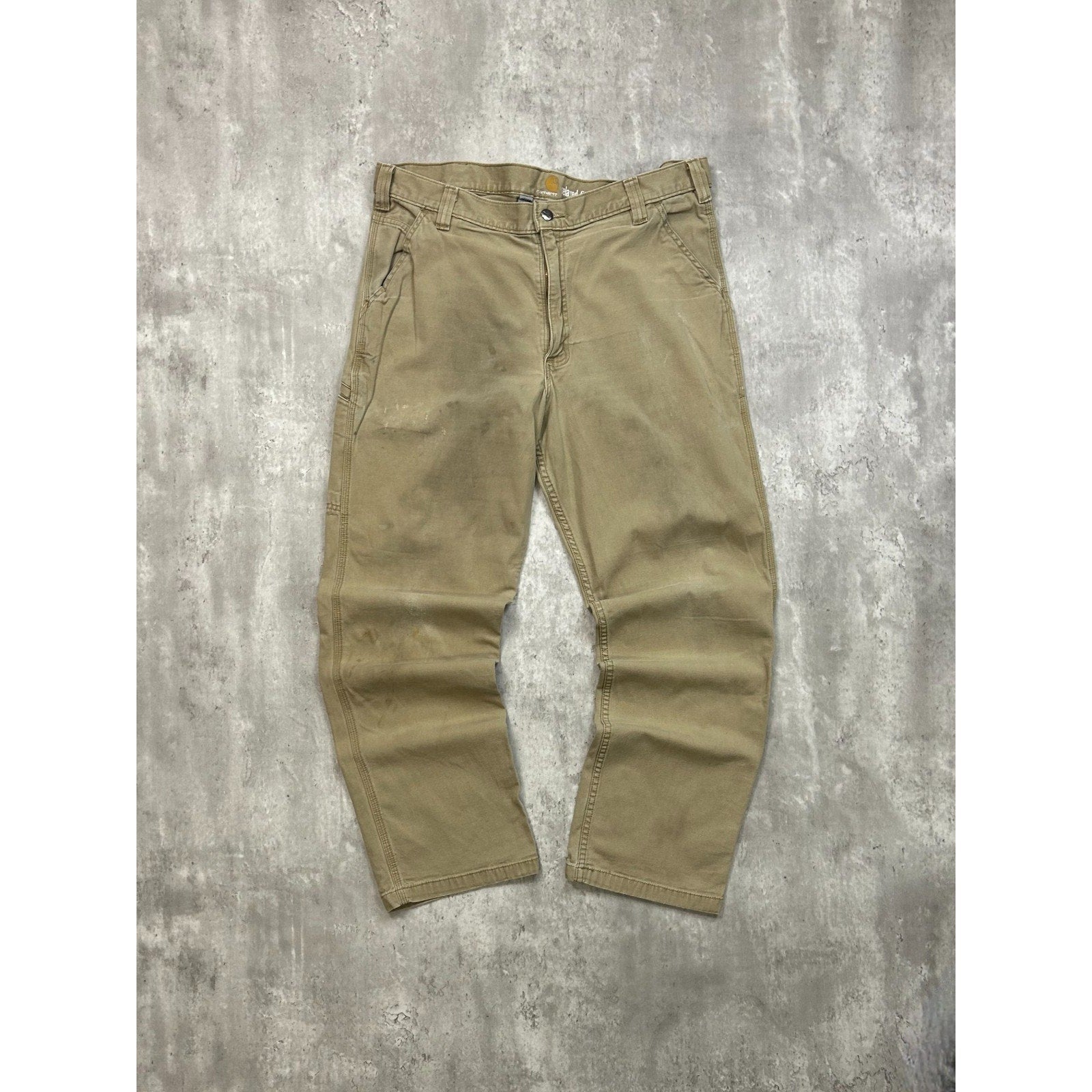 Carhartt Relaxed Fit Canvas Workwear Beige Carpenter Pants Size 37