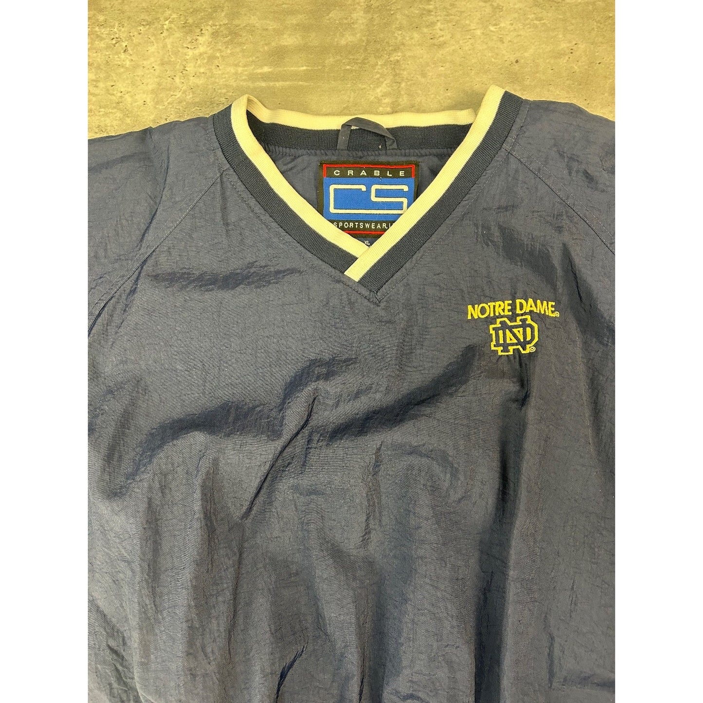 Vintage 90s Notre Dame FIghting Irish NCAA Nylon 1/2 Pullover Jacket Size XL