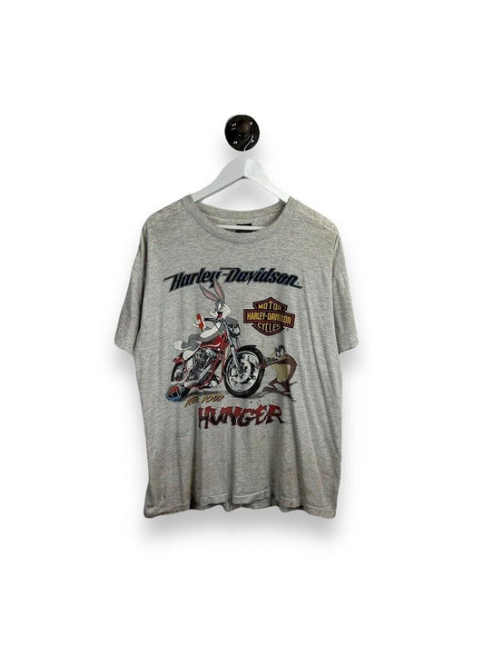 Vtg 1993 Harley Davidson Looney Tunes Cartoon Motorcycle Graphic T-Shirt Large