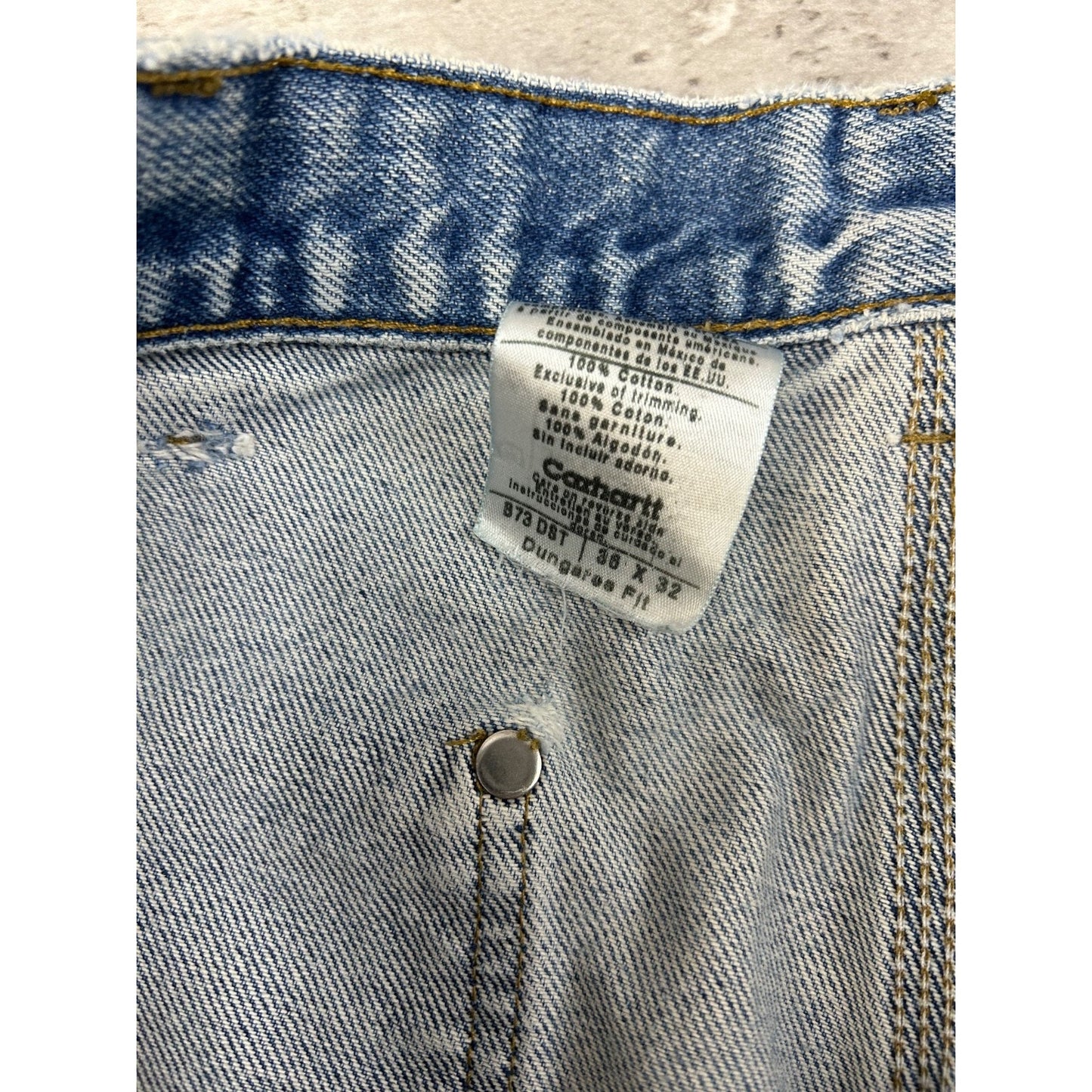 Vintage Carhartt Light Wash Denim Double Knee Carpenter Pants Size 35