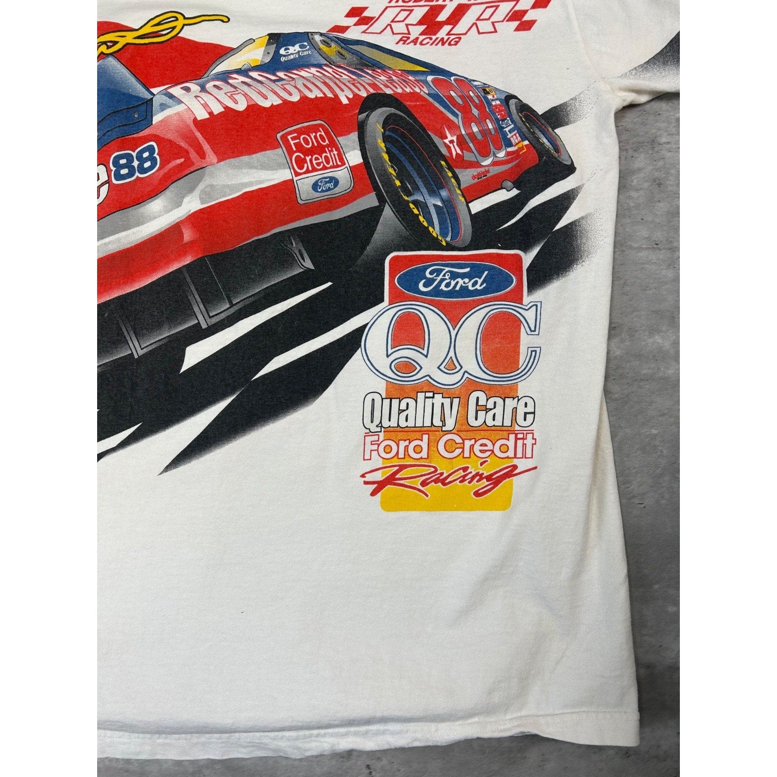 Vintage Dale Jarrett #88 Nascar All Over Print Graphic T-Shirt Size 2XL