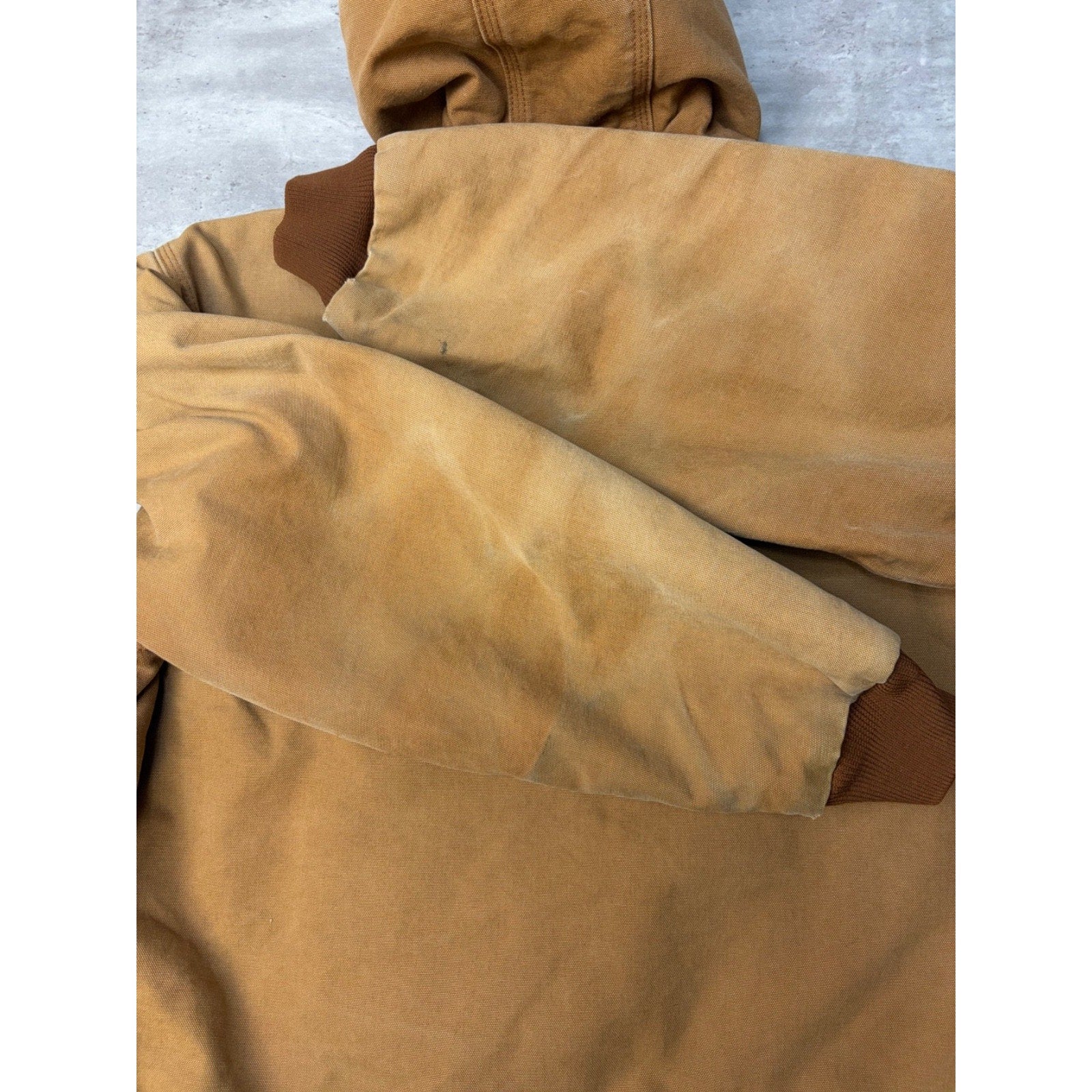 Vintage Carhartt Canvas Workwear Insulated Hooded Active Jacket Sz XL UJ140 BRN