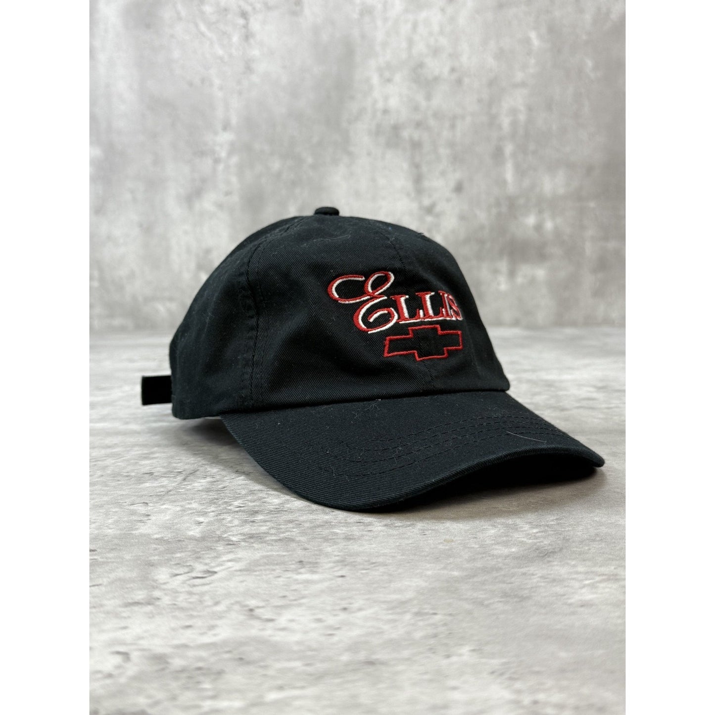 Vintage 90s Ellis Chevrolet Embroidered Logo Strapback Hat OSFA Black