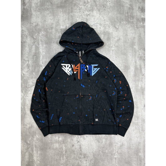 Vintage Y2K Billabong Embroidered Spellout Full Zip Hooded Sweatshirt Size XL