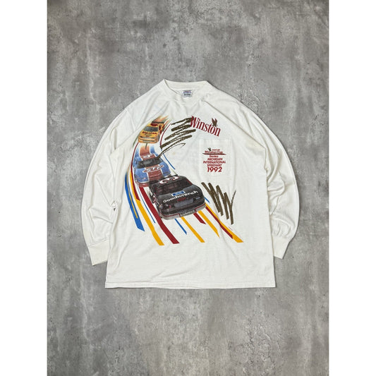 Vintage 1992 Nascar Winston Cup Series Racing Long Sleeve T-Shirt Size XL White