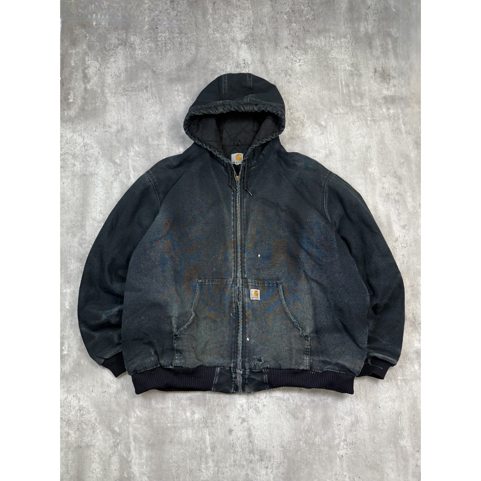 Vintage Carhartt Thermal Lined Canvas Workwear Hooded Active Jacket Size 3XLT