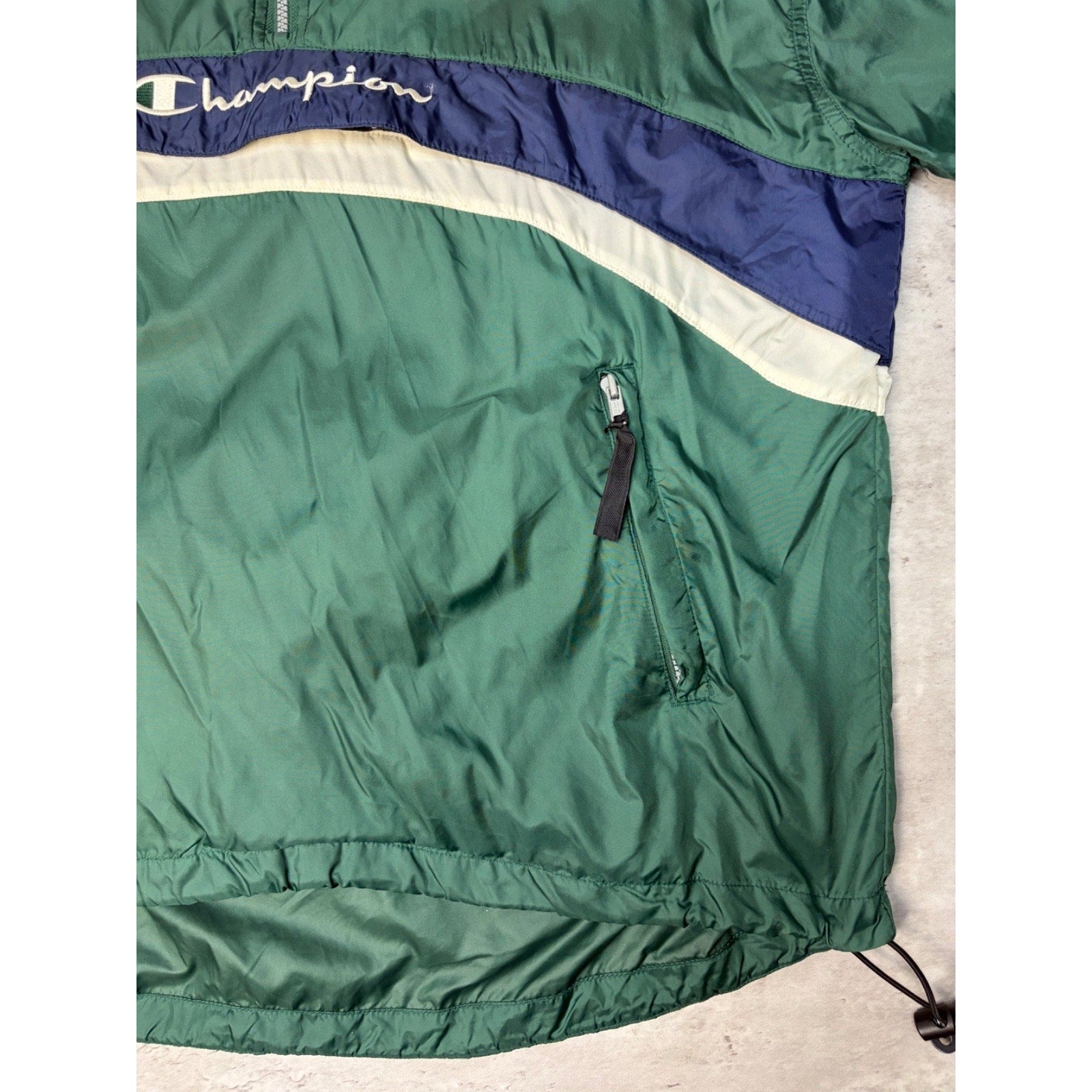 Vintage 90s Champion Embroidered Spellout 1/2 Zip Windbreaker Jacket Size Large