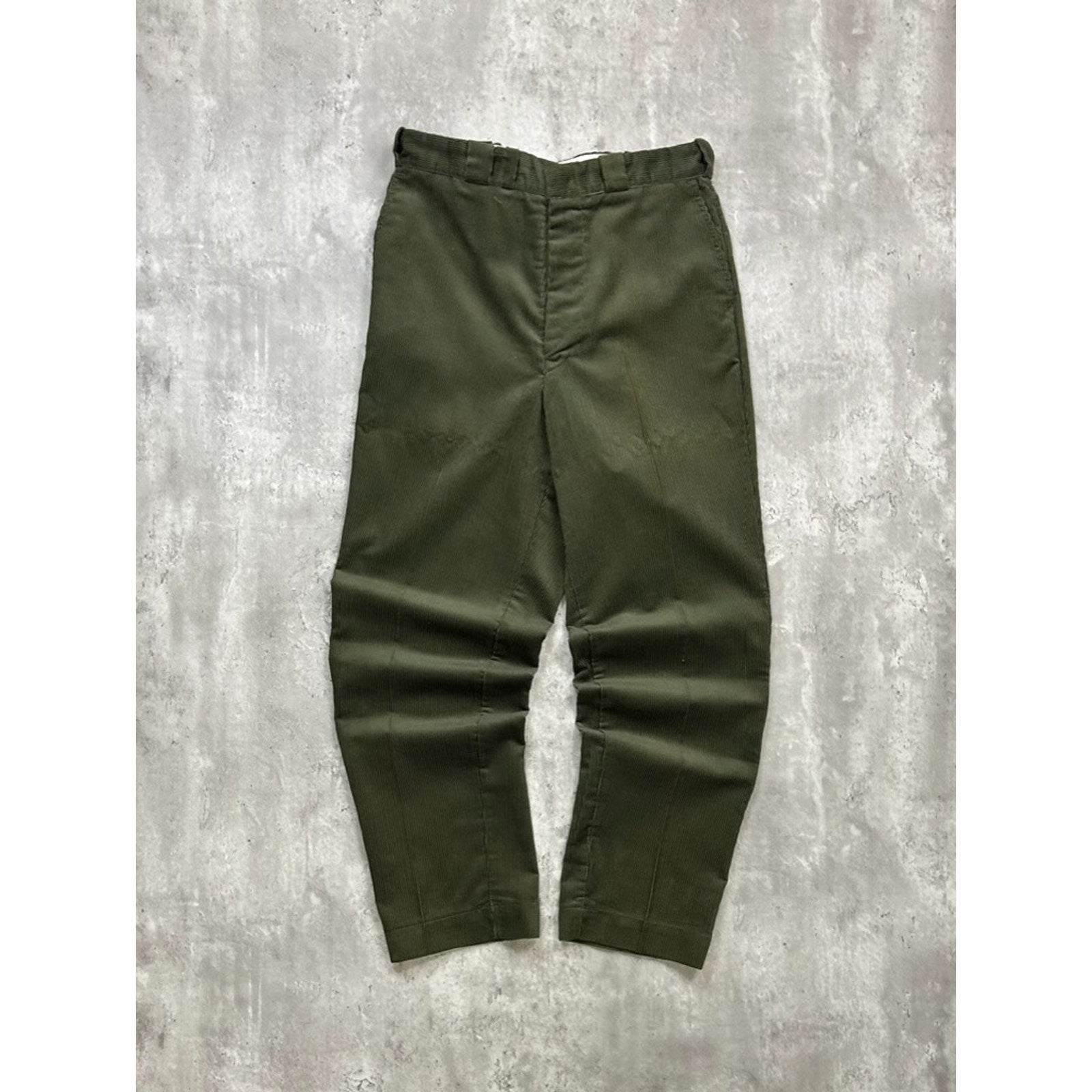 Vintage 1960s Green Corduroy Pleated Trouser Style Pants Size 33