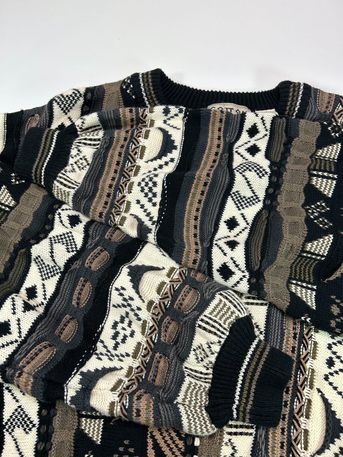 Vintage 90s Cotton Traders COOGI Style 3D Knit Pullover Sweater Size Large