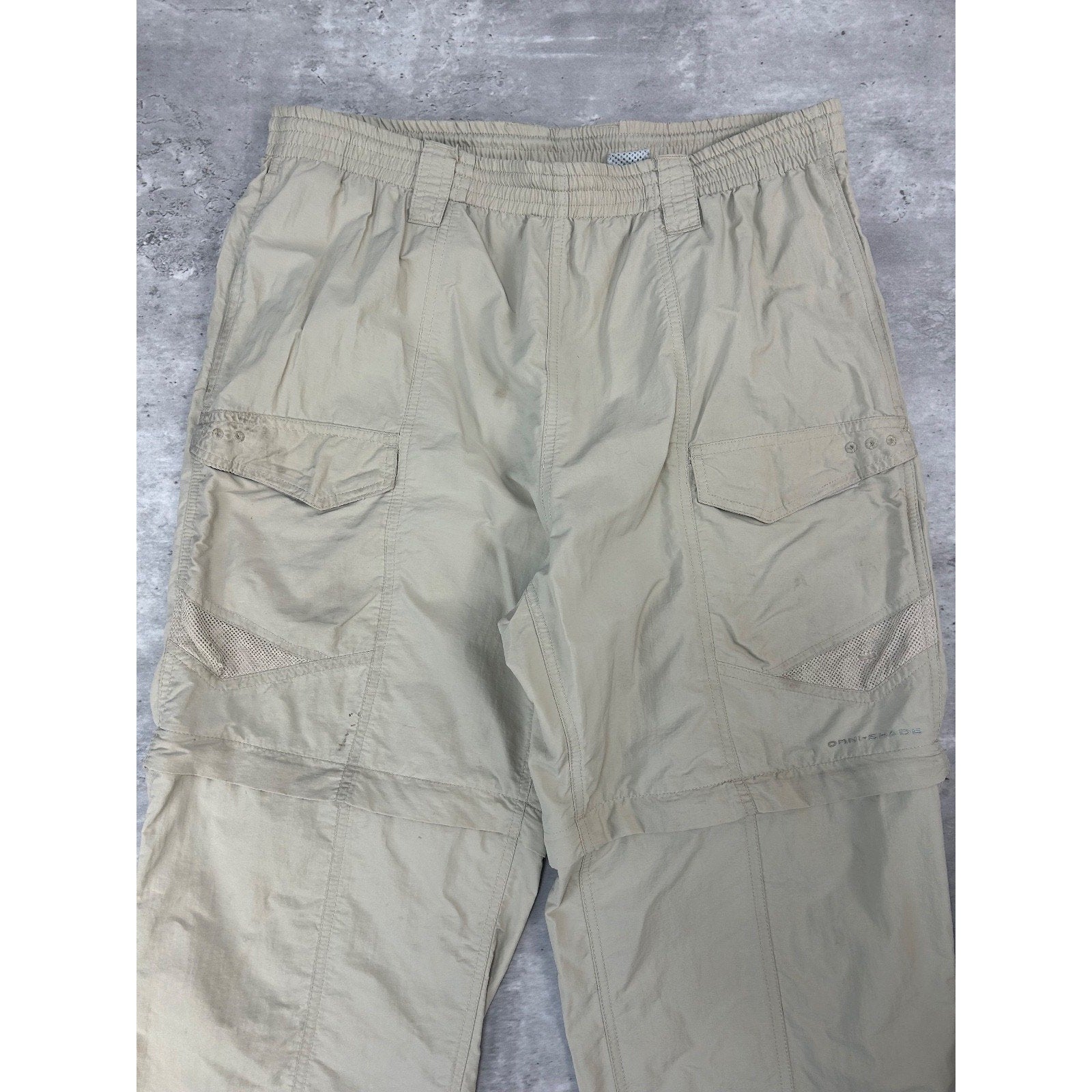 Vintage Columbia PFG Multi Pocket Convertible Nylon Fishing Pants Size Medium