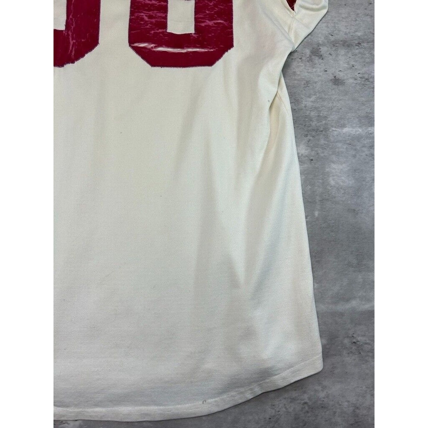 Vintage 1950s Powers #86 Two Tone Striped Football Jersey Size Large White/Red
