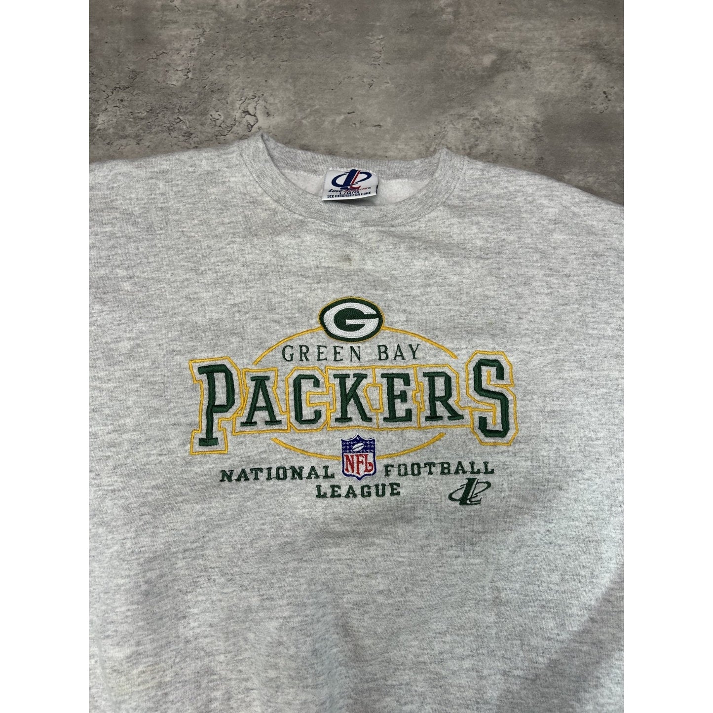 Vintage 90s Green Bay Packers NFL Embroidered Spellout Sweatshirt Size Large