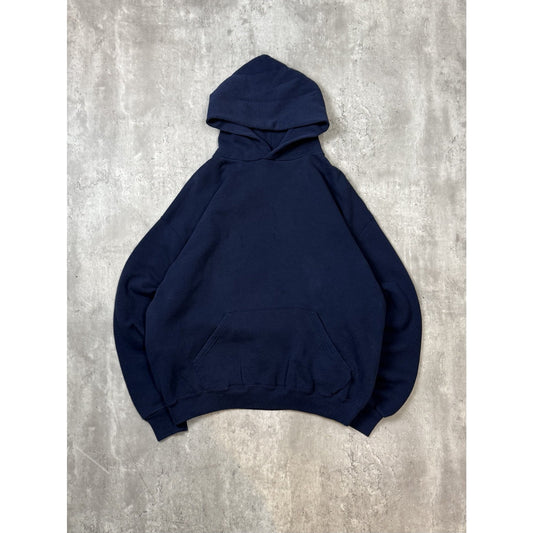 Vintage 90s Blank Pullover Hooded Sweatshirt Size XL Navy Blue