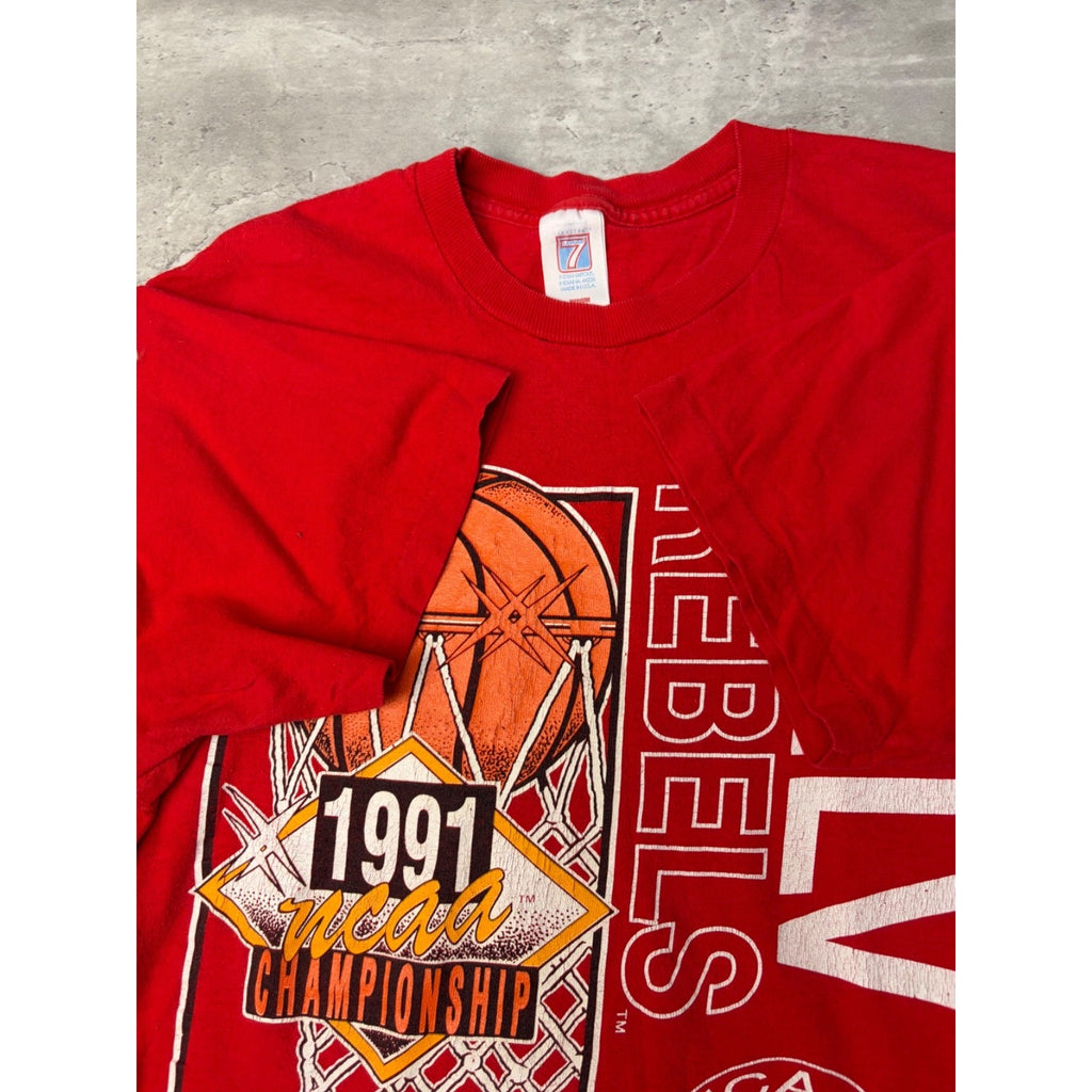 Vintage 1991 UNLV Running Rebels NCAA Final Four Basketball T-Shirt Size Medium