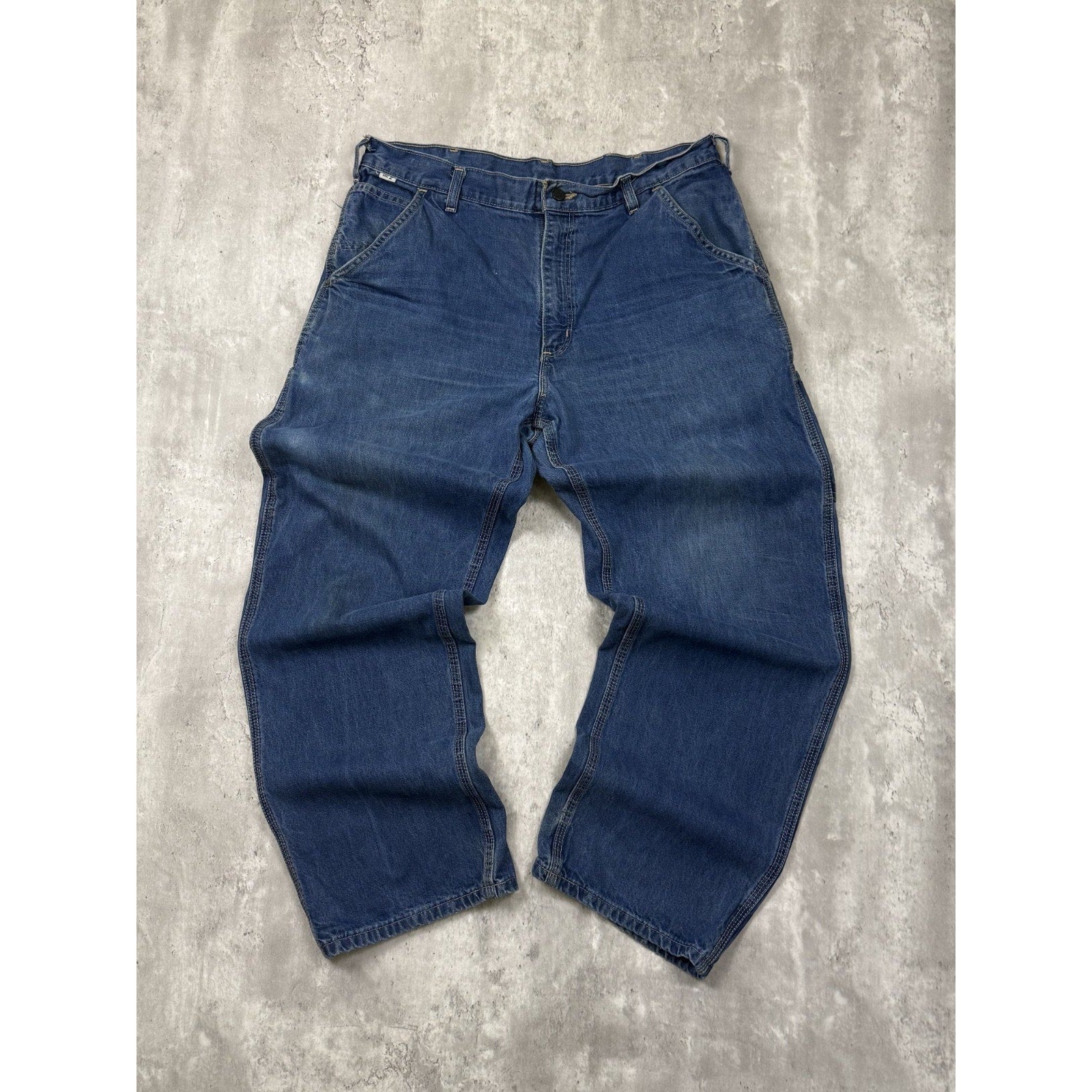 Vintage Carhartt FR Dark Wash Denim Dungaree Fit Workwear Pants Size 36