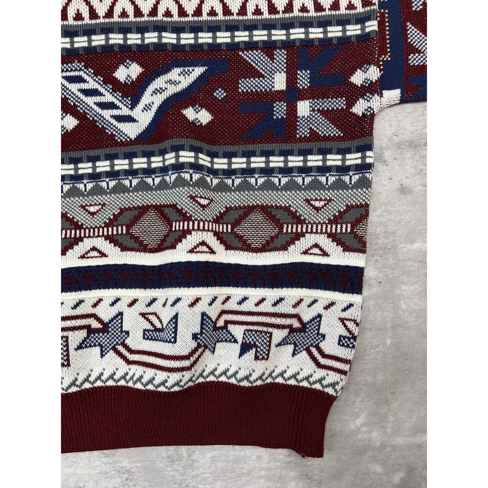 Vintage Towncraft Abstract Striped Print Pullover Knit Sweater Size Large