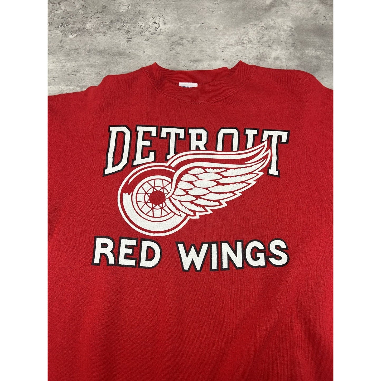 Vintage 80s Detroit Red Wings NHL Starter Spellout Graphic Sweatshirt Size Large