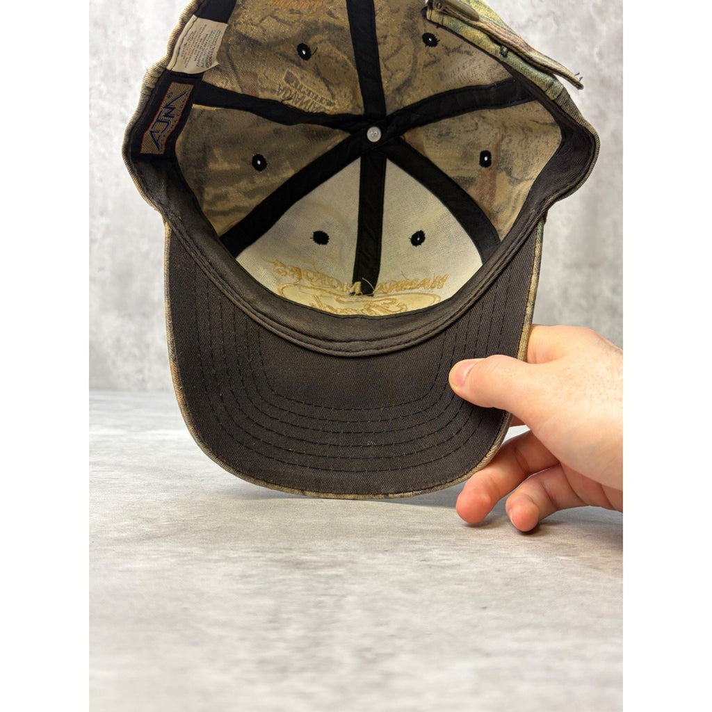 Vintage Ford Hanna Motors Embroidered Logo Camo Strapback Hat OSFA