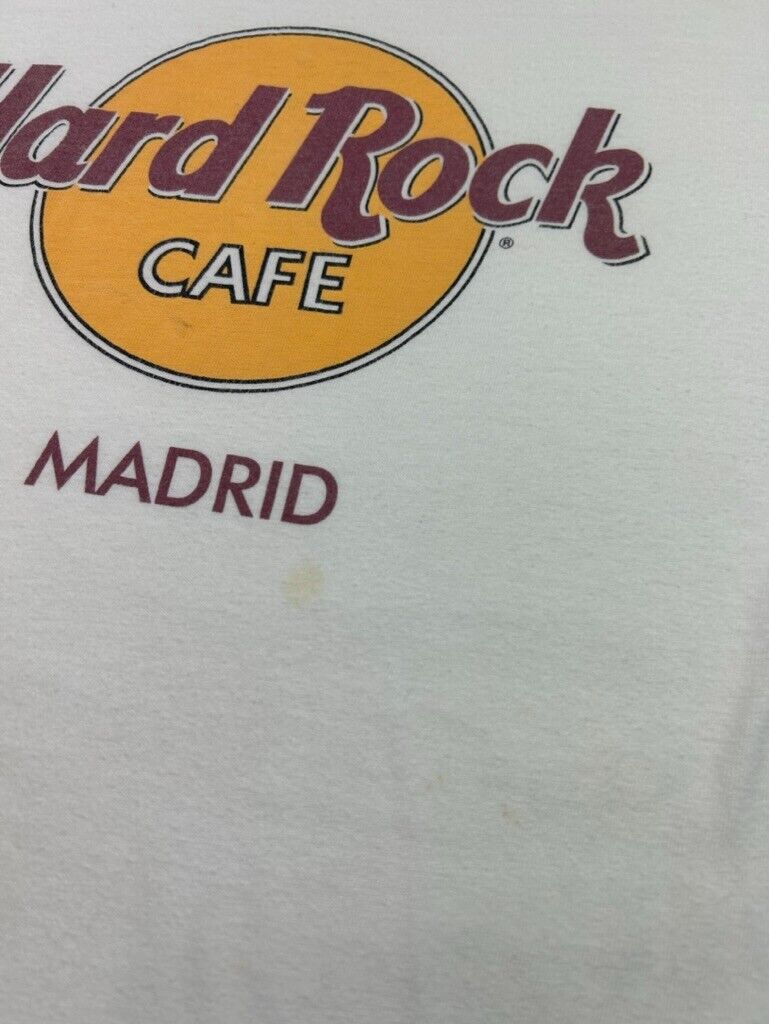 Vintage 90s Hard Rock Cafe Madrid Destination Graphic T-Shirt Size XL White