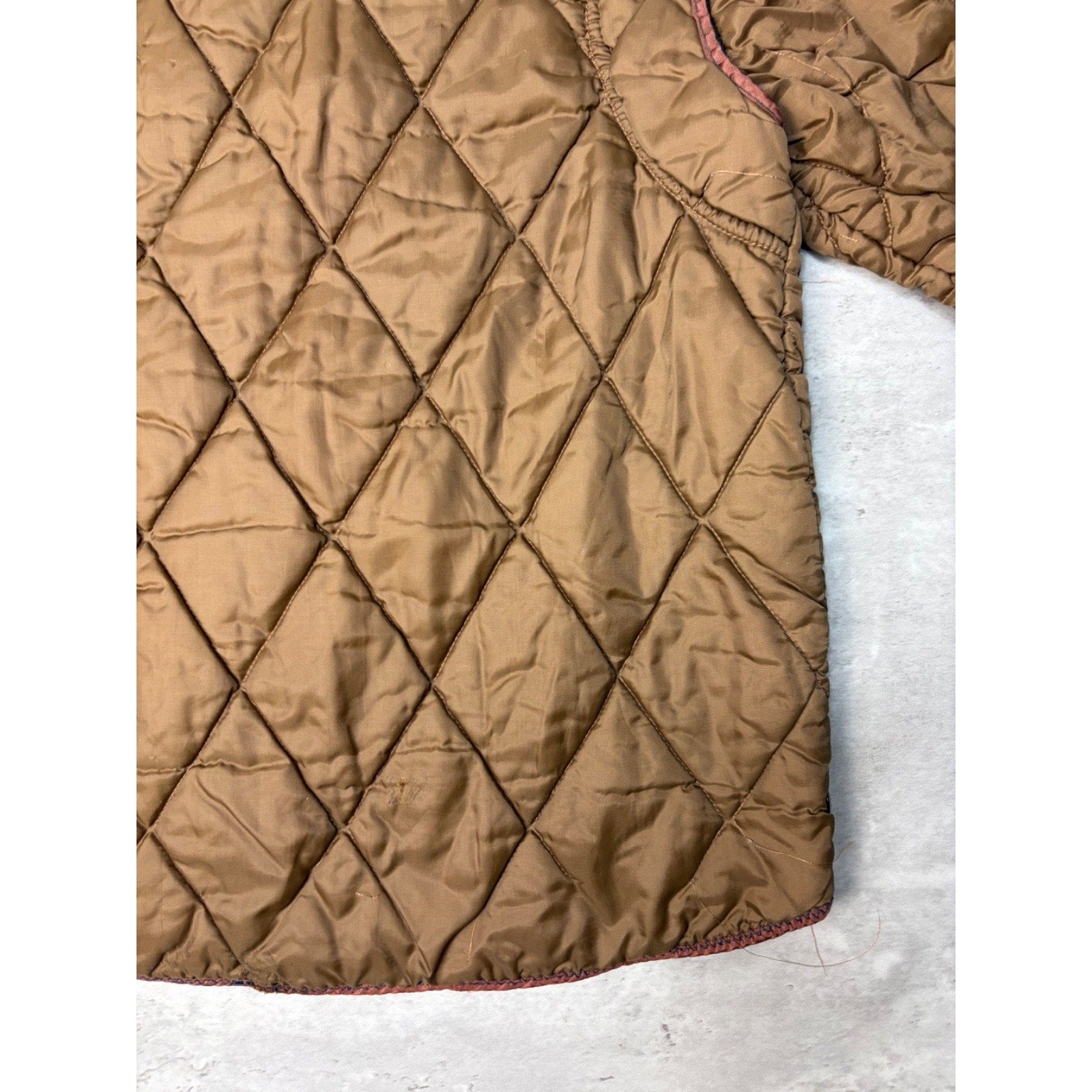 Vintage 1950s Brown Quilted Thermal Lined Full Zip Jacket Size Small