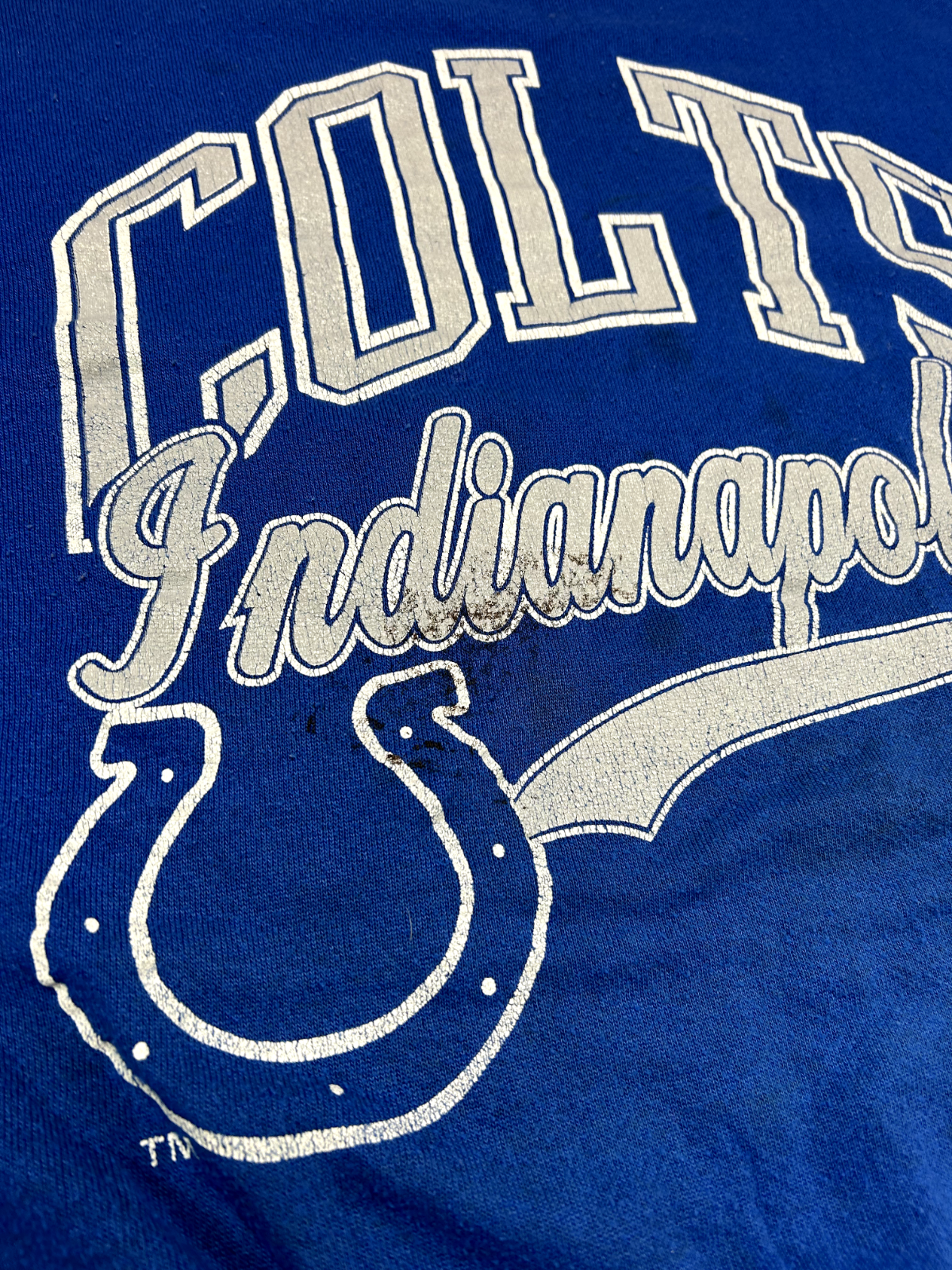 Vintage 1996 Indianapolis Colts NFL Script Spellout Sweatshirt Size Large Blue