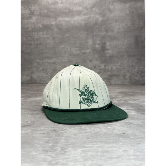 Vintage 90s Anheuser-Busch Embroidered Logo Pinstripe Snapback Hat OSFA