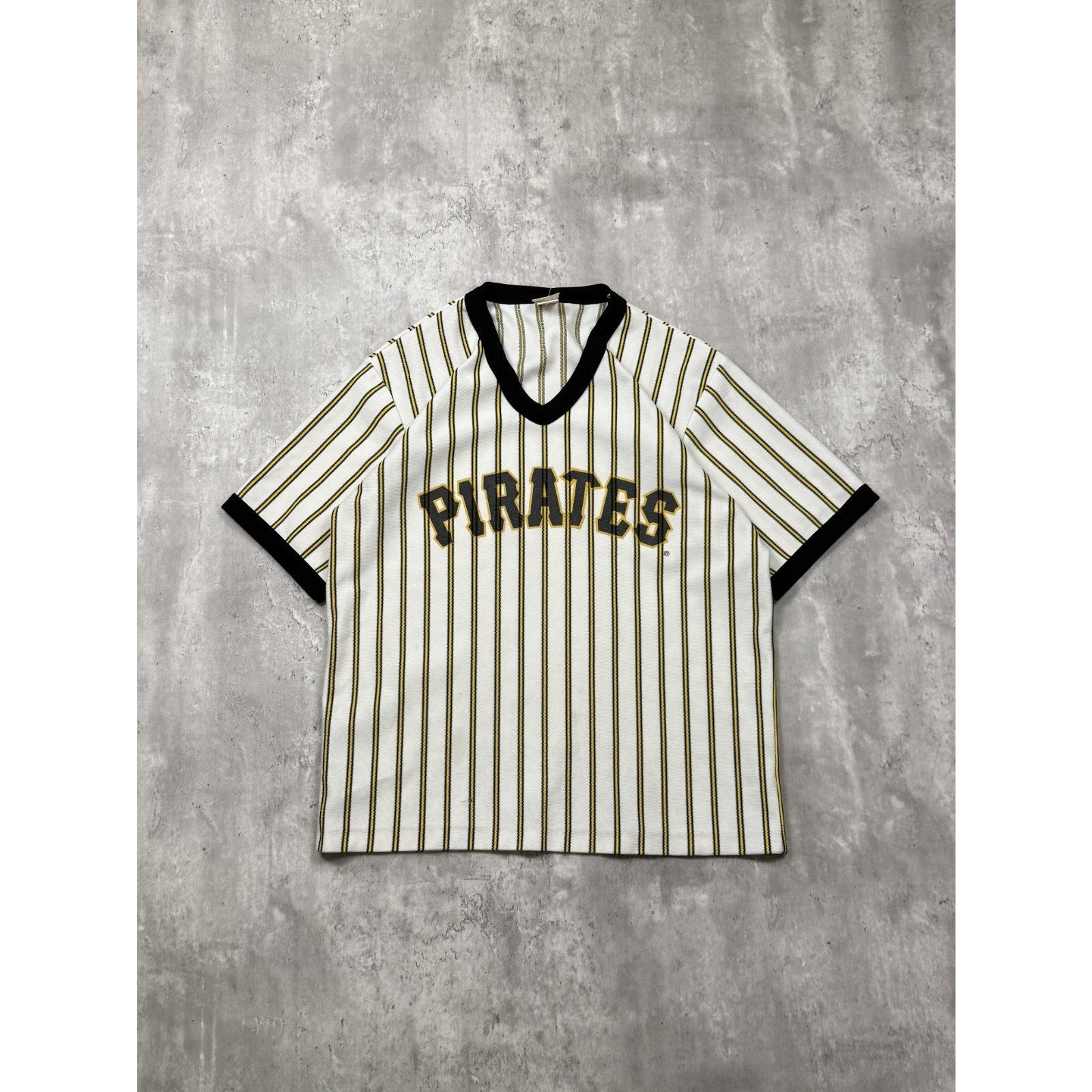 Vintage 80s Pittsburgh Pirates MLB Pinstripe Pullover Baseball Jersey Size Large