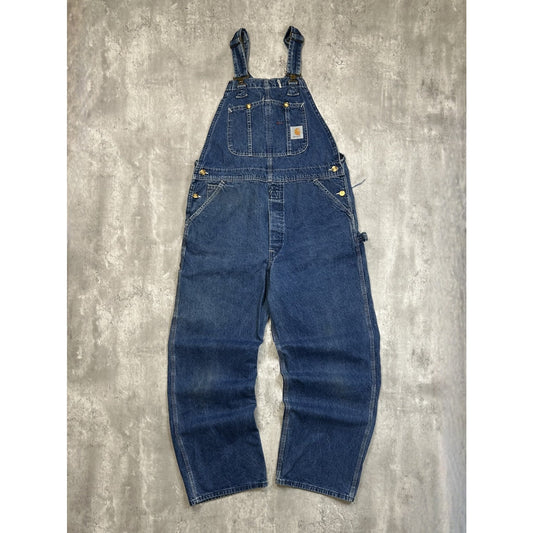 Vintage Carhartt Dark Wash Denim Carpenter Workwear Overalls Size 38
