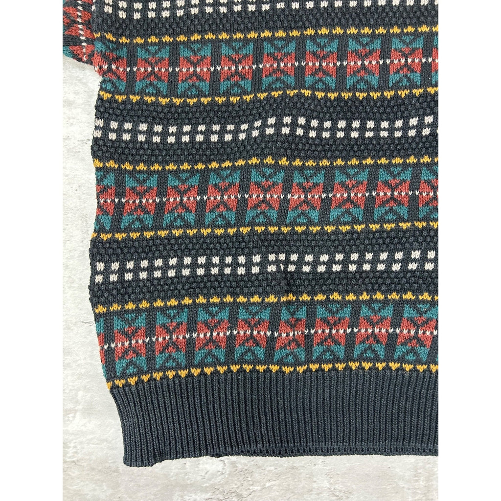 Vintage 90s Robert Bruce Abstract Striped Pullover Knit Sweater Size Medium