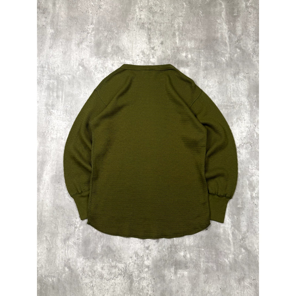Vintage Green Thermal Long Sleeve T-Shirt Size Large