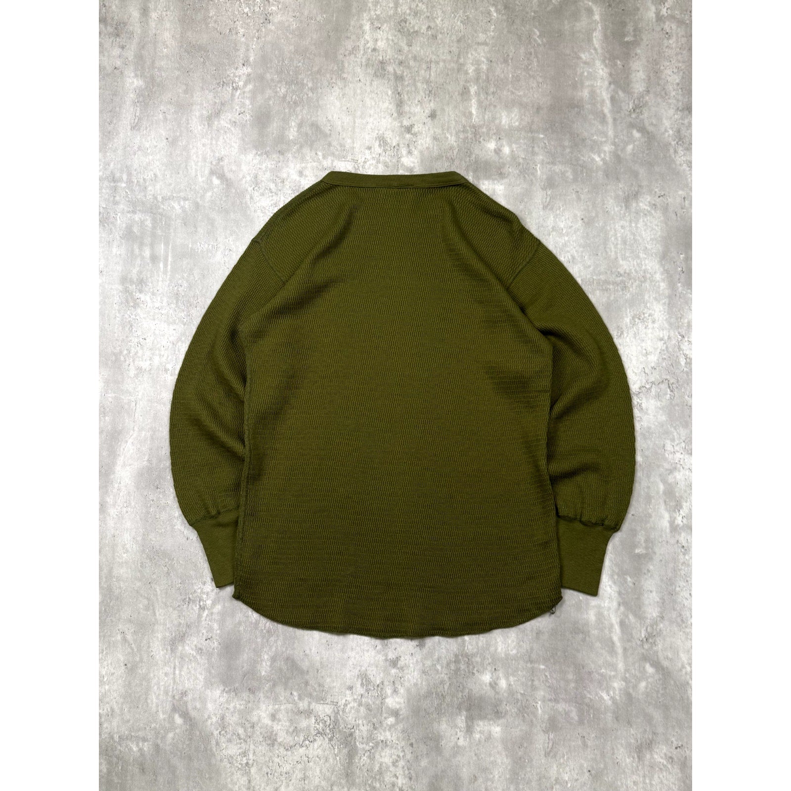 Vintage Green Thermal Long Sleeve T-Shirt Size Large