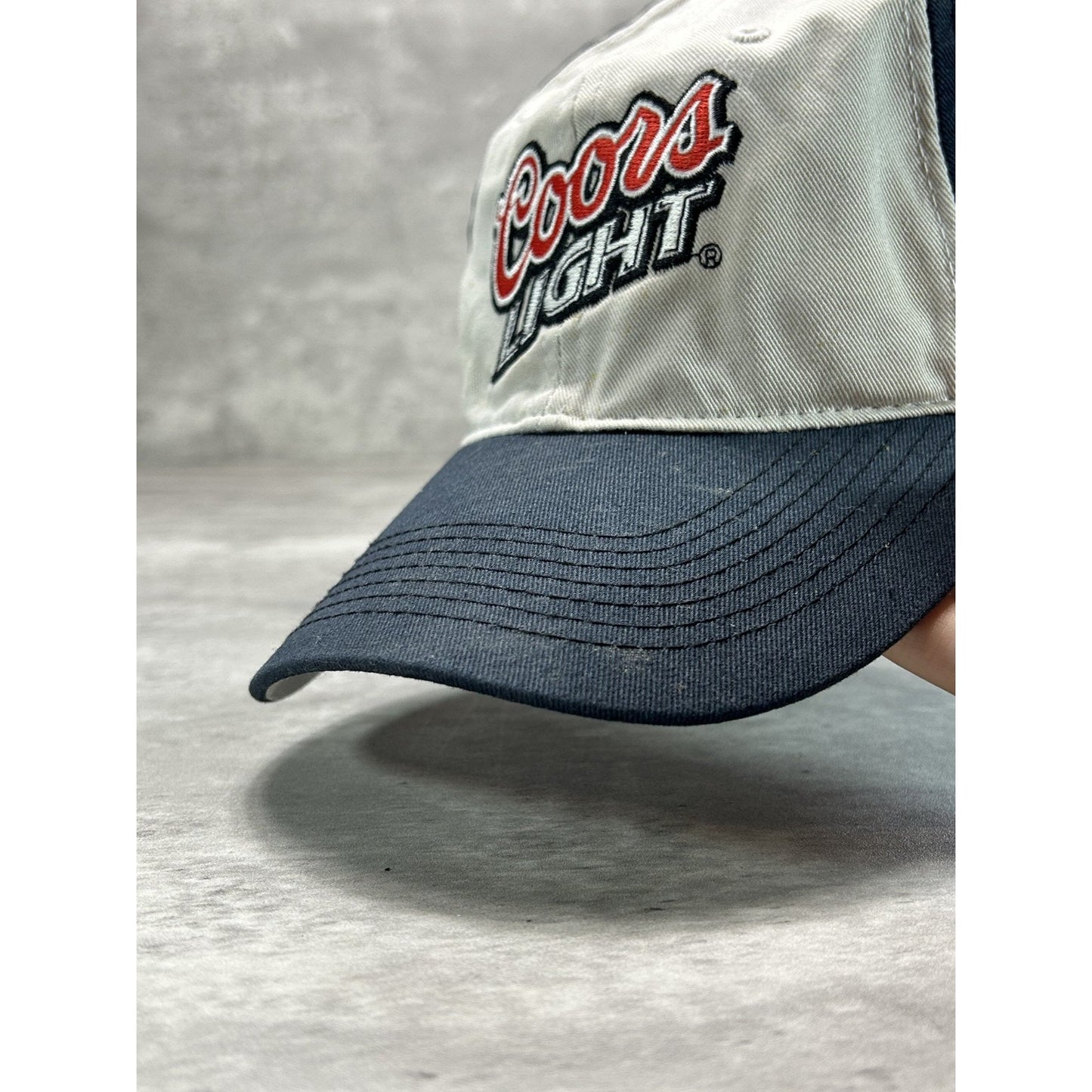 Vintage Coors Light Embroidered Spellout Logo Beer Strapback Hat OSFA