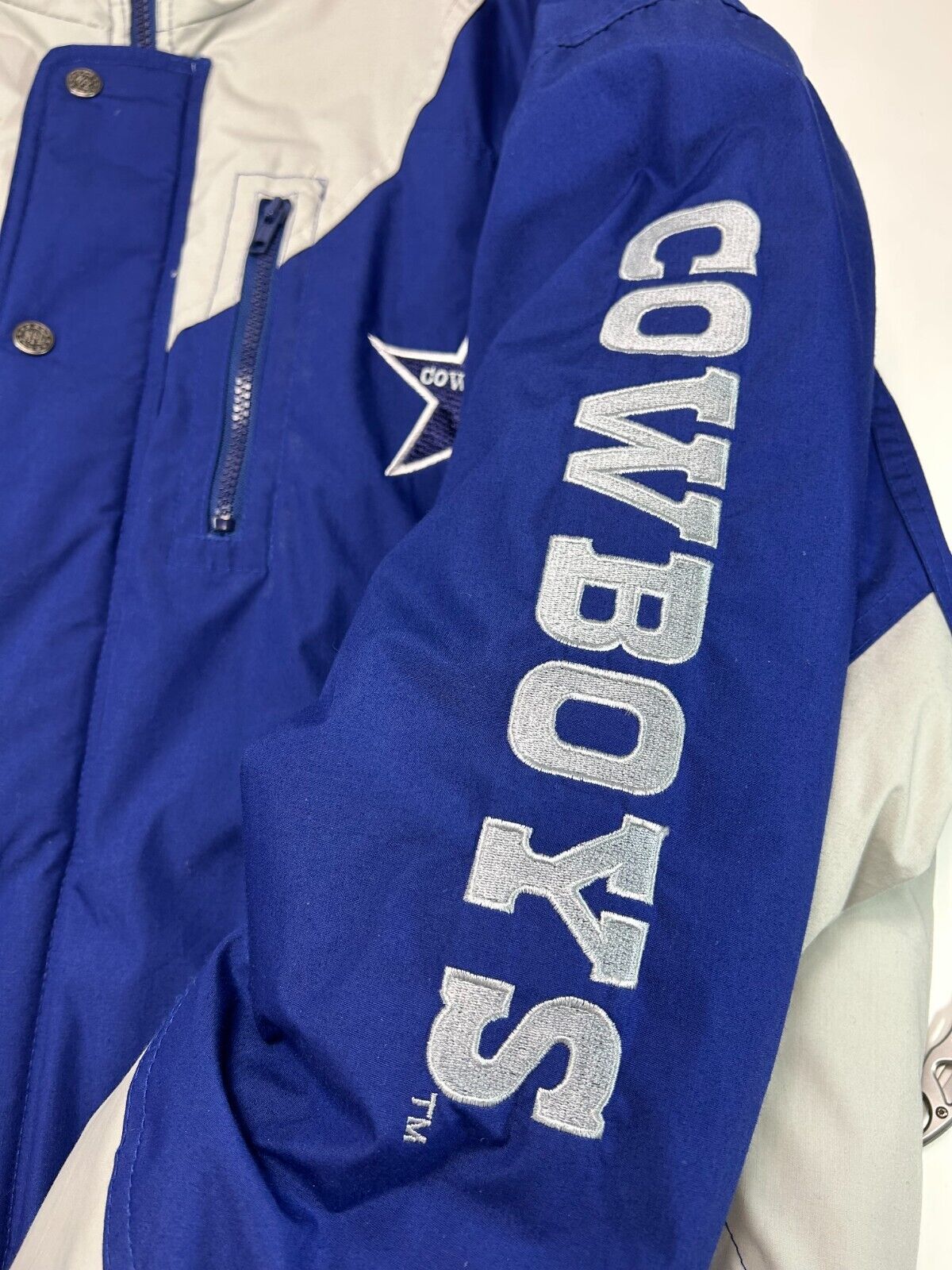 Vintage 90s Dallas Cowboys NFL Insulated Full Zip Football Jacket Size XL Blue