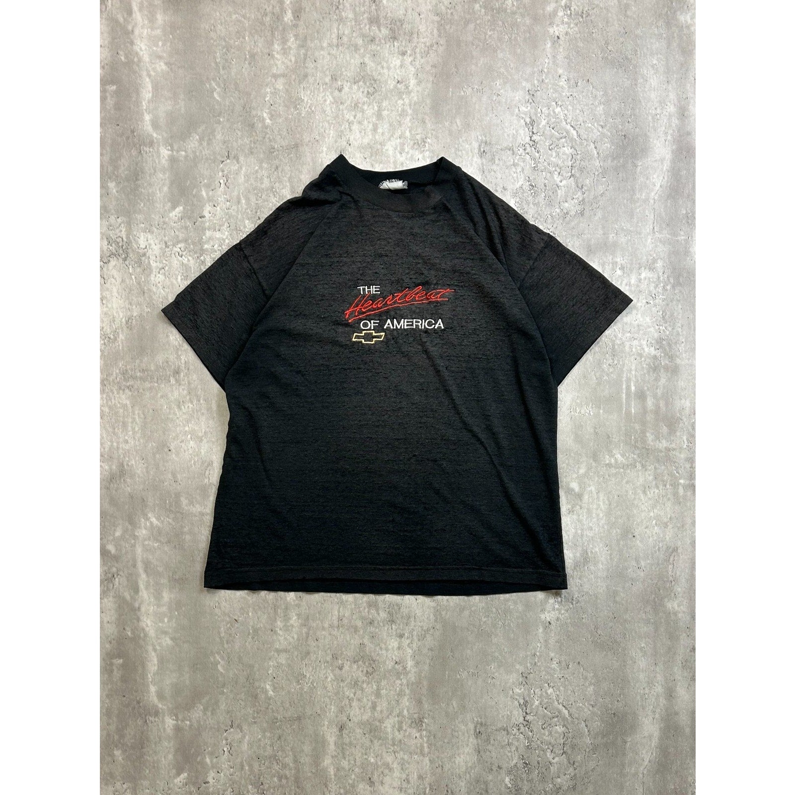 Vintage 90s Chevrolet Heartbeat Of America Embroidered T-Shirt Size Medium