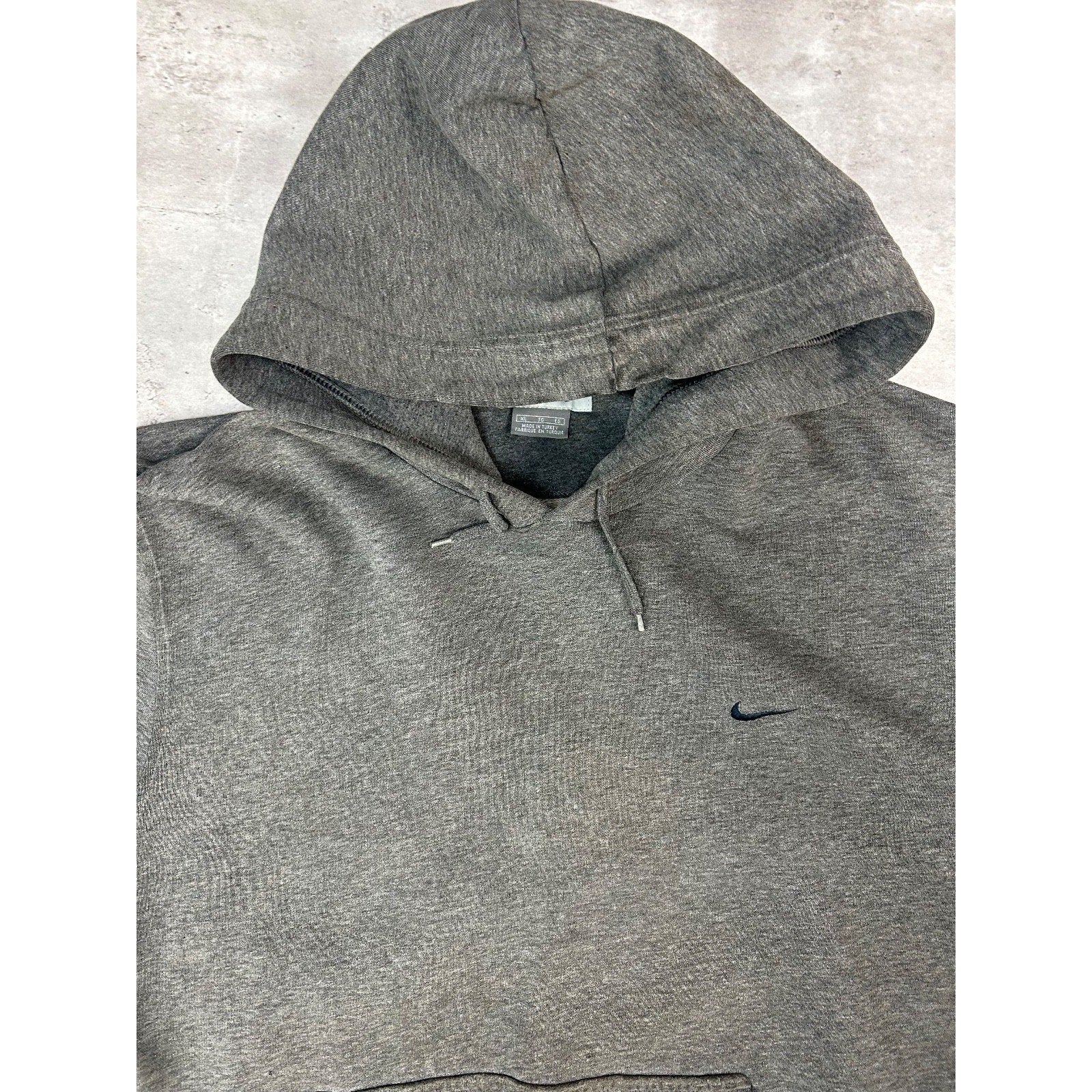 Vintage 2000s Nike Embroidered Mini Swoosh Hooded Sweatshirt Size XL Gray