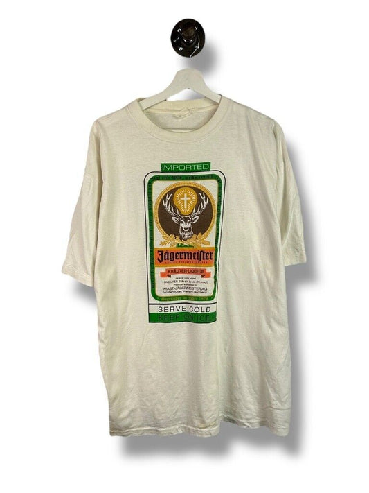 Vintage 90s Jagermeister Liquor Promo Graphic T-Shirt Size XL White