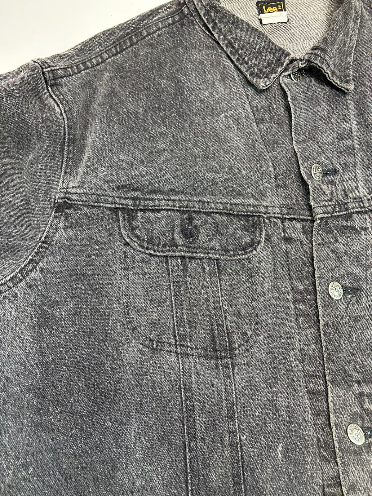 Vintage 80s/90s Lee Black Wash Denim Trucker Jacket Size XL