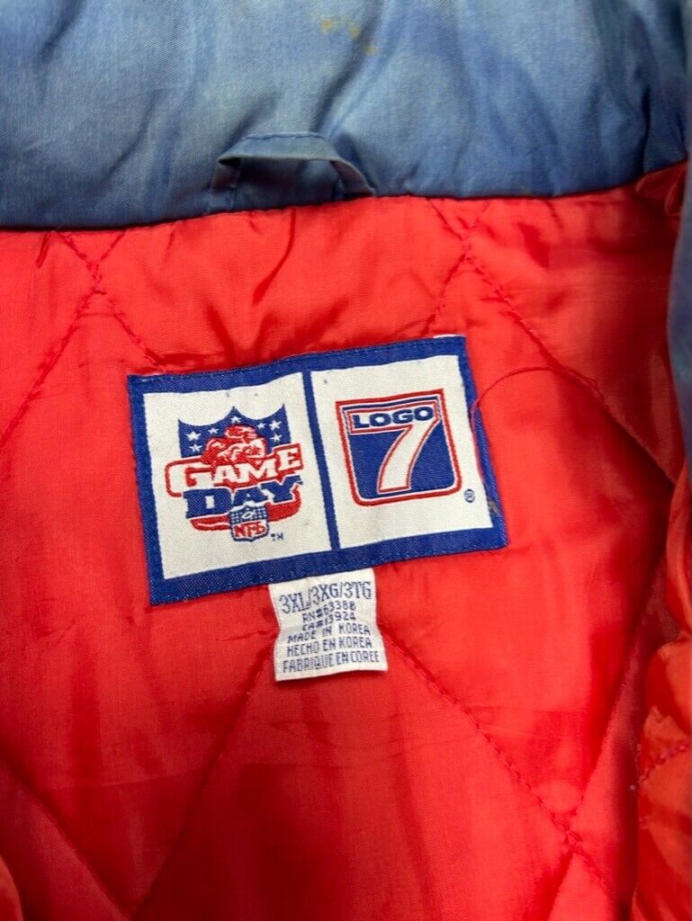 Vintage 90s Buffalo Bills NFL Insulated Full Zip Logo 7 Football Jacket Size 3XL