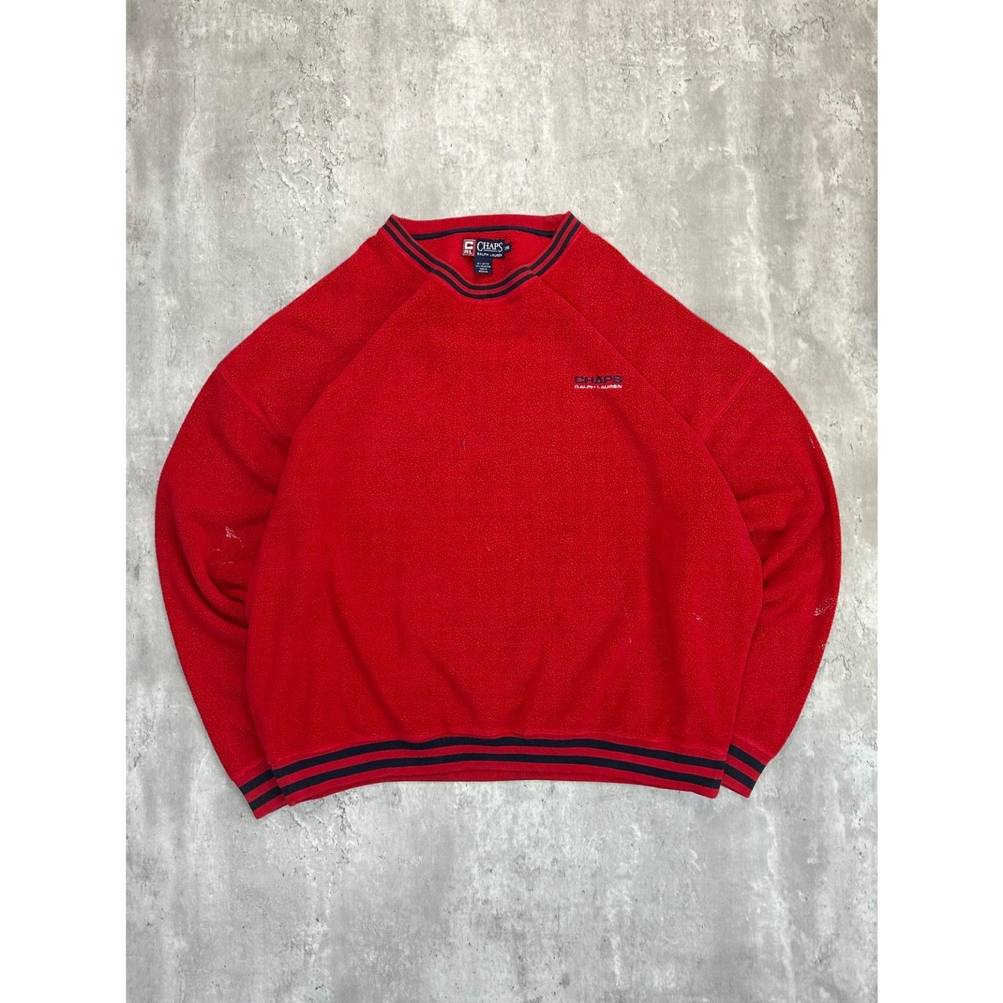 Vintage Chaps Ralph Lauren Embroidered Spellout Fleece Sweatshirt Size 2XL