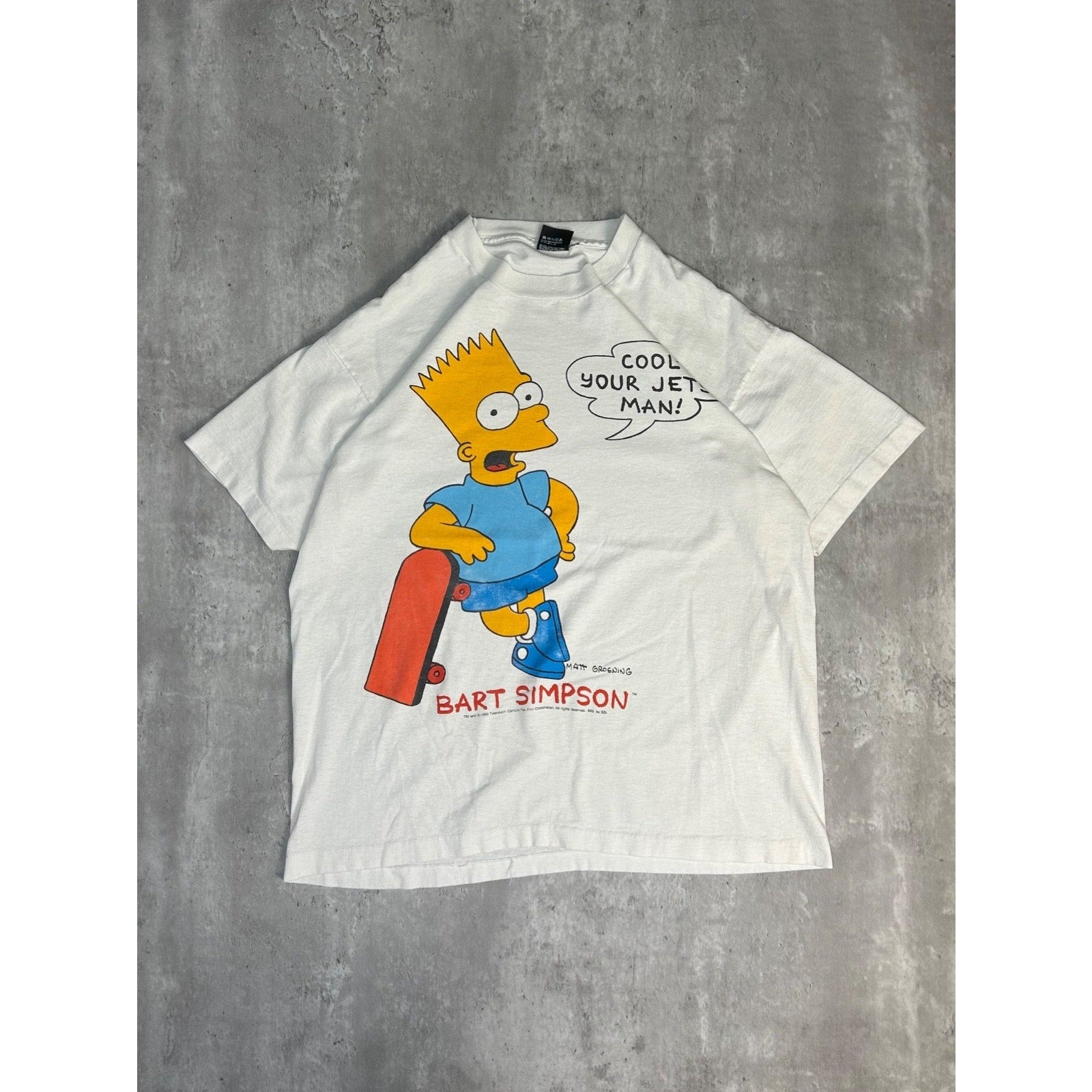 Vintage 1990 The Simpsons Bart Simpson Cool Your Jets Tv Show T-Shirt Size XL