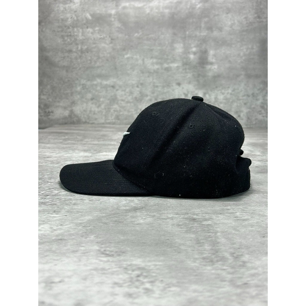 Vintage Nike Embroidered Swoosh Strapback Hat OSFA Black