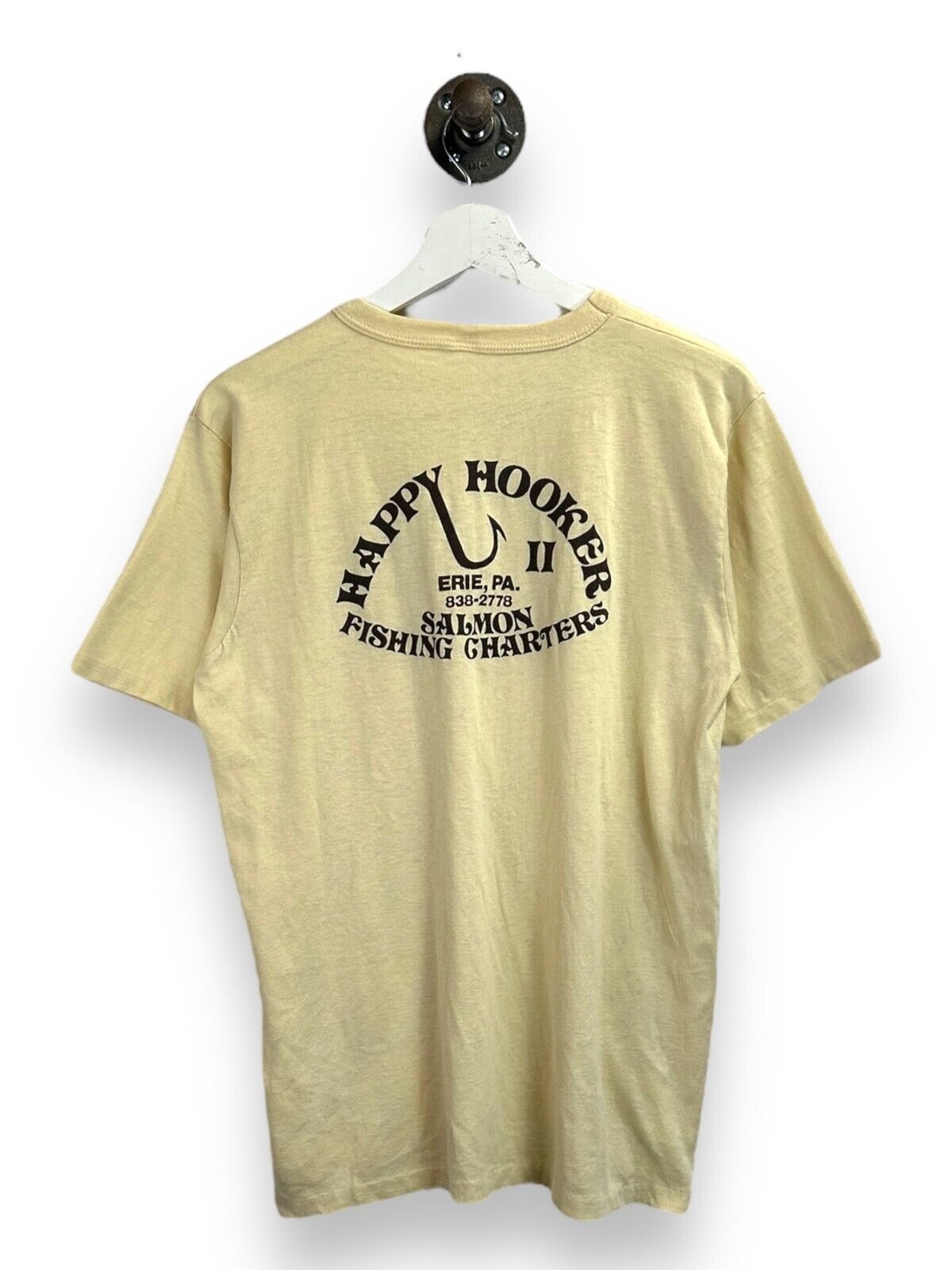 Vintage 70s/80s Happy Hooker Fishing Charters Destination T-Shirt Size Large